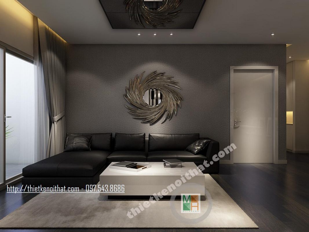 Thiết kế nội thất phòng khách chung cư Golden Palace Mễ Trì Nam Từ Liêm Hà Nội 